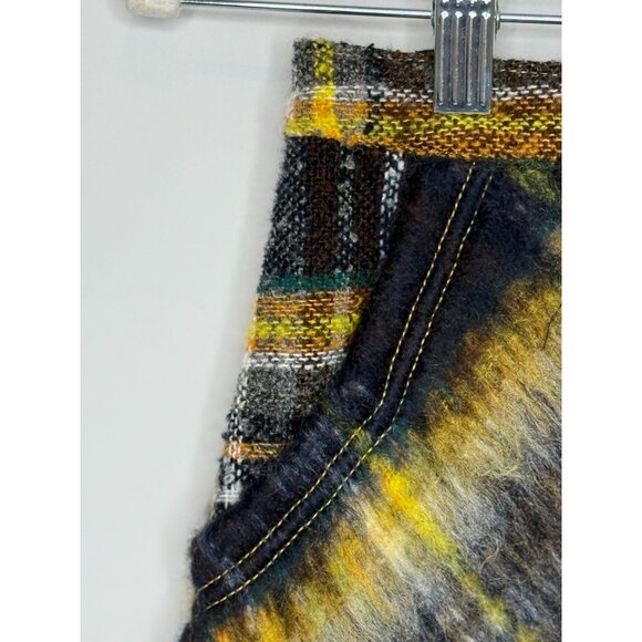 Urban Outfitters Plaid Mini Skirt XS Blue Yellow Preppy Academia Wool Blend - Picture 7 of 8